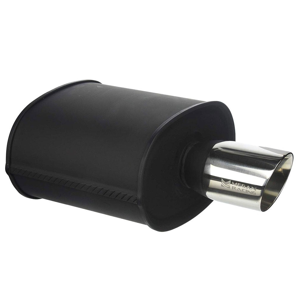 Megan Racing Universal Muffler 3.5" Tip/2.4" Inlet Matte Black Chrome Rolled Tip-Exhaust Parts-BuildFastCar