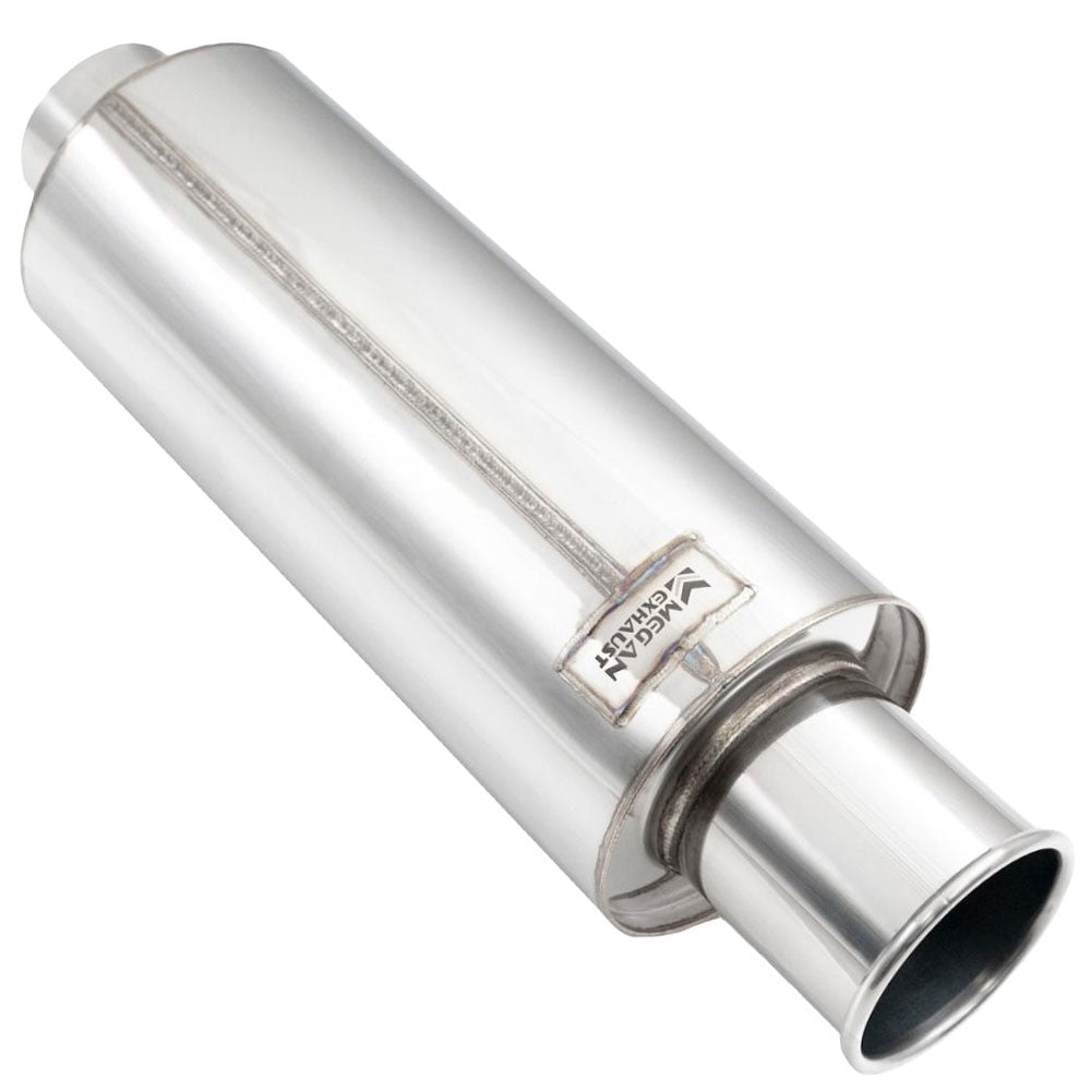 Megan MR-MU-SP25 2.5&quot; Inlet Universal Exhaust Muffler Straight Rolled Tip MR-MU-SP25