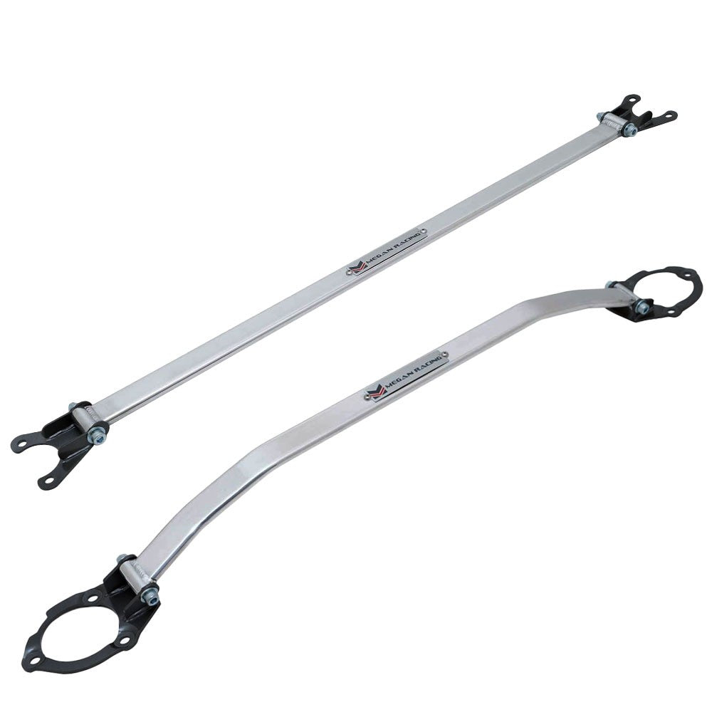 Megan Front/Rear Upper Polish Tower Brace Strut Bar For 82-91 BMW E30 3-Series MR-SB-E30FU-1P MR-SB-E30RU-1P