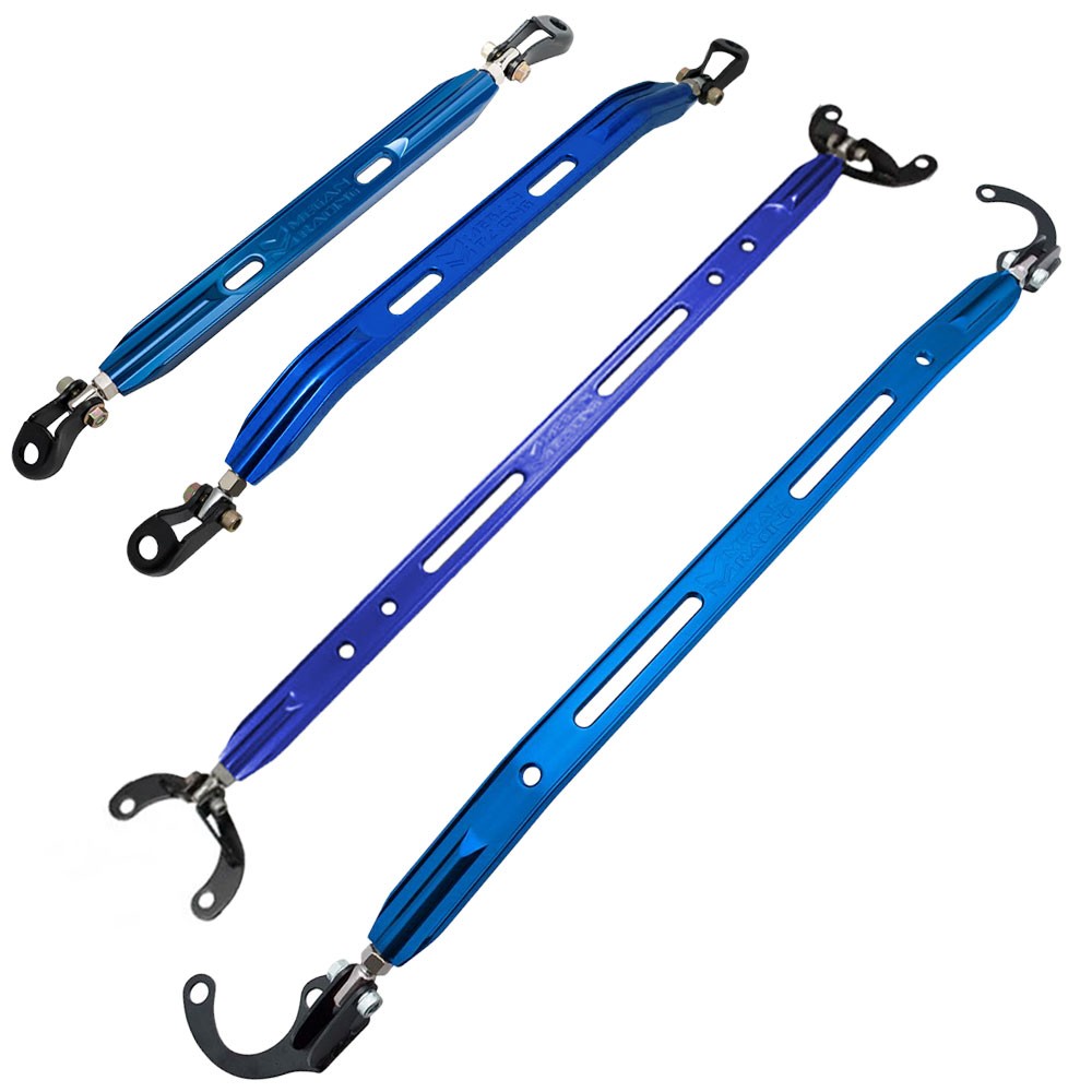 Megan Blue Front+Rear Upper/Lower Strut Tower Brace Bar 96-00 Civic MR-SB-HC9600-FU+FL+RU+RL-B