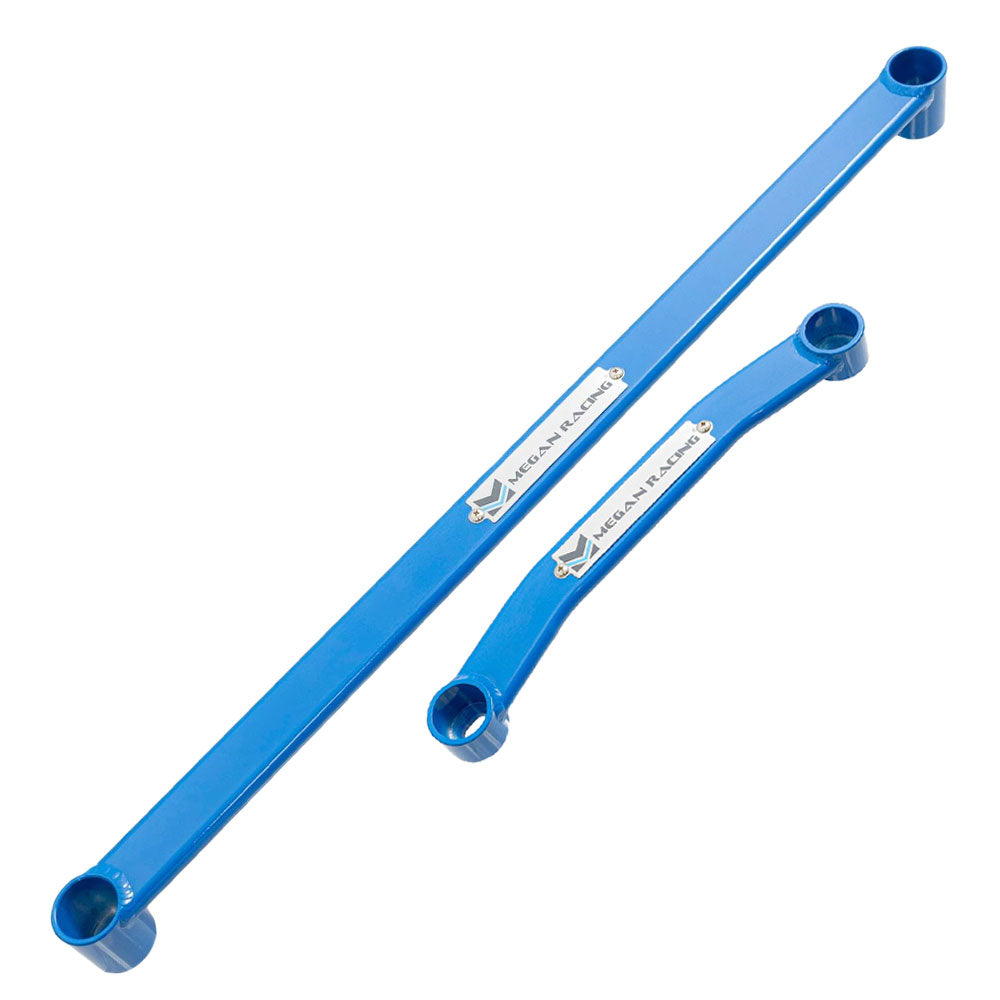 Megan Race Spec Blue Front+Rear Lower Strut Bar Brace For 17-20 Hyundai Elantra Sport w/Multi-Link (AD 6th Gen)