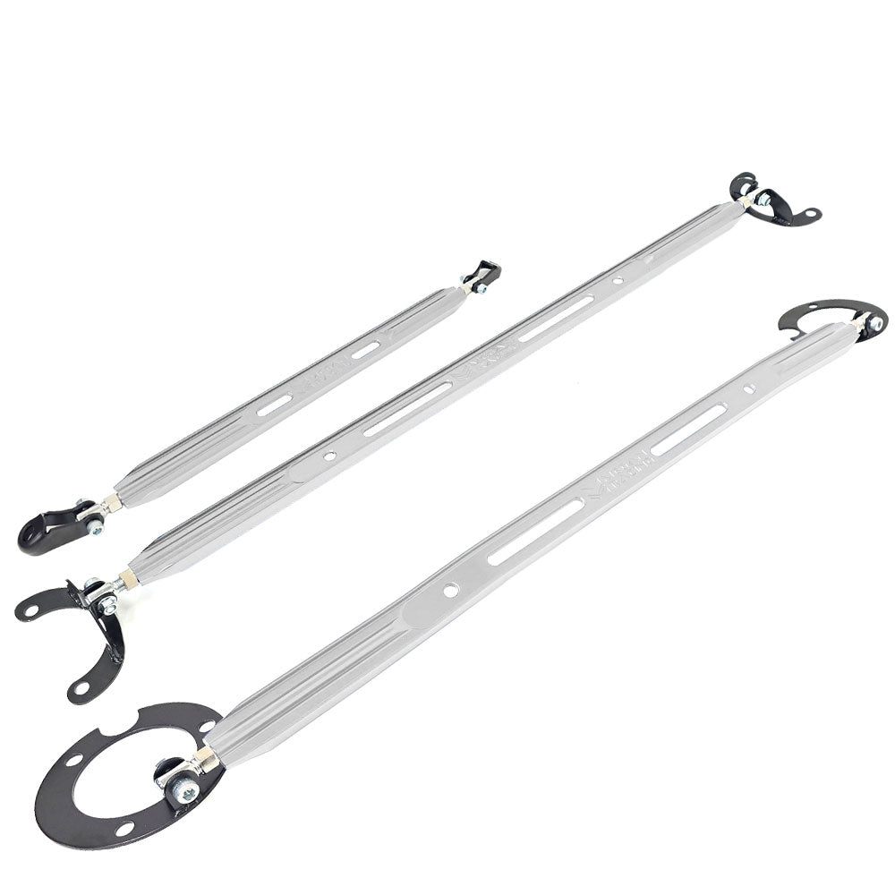 Megan Polish Front&amp;Rear Up+Rear Lower Strut Tower Bar 95-99 Eclipse