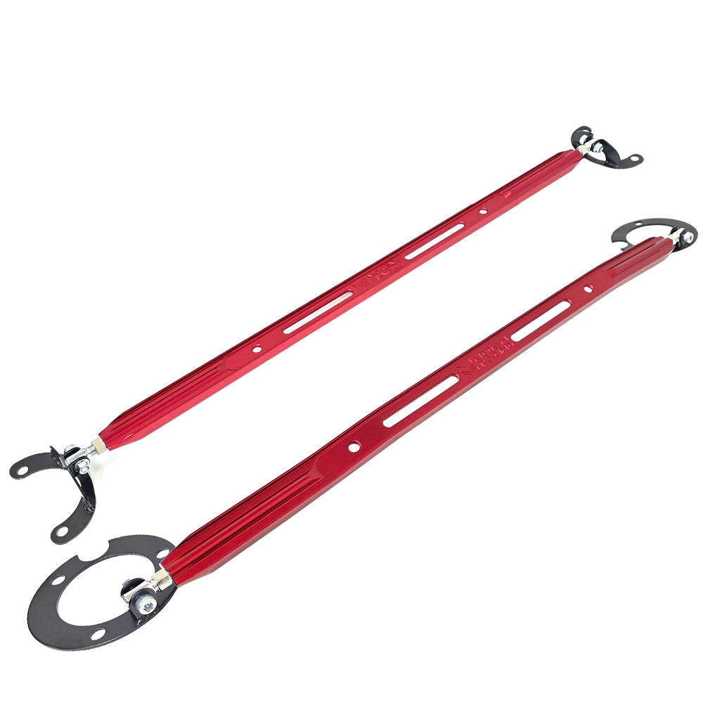 Megan Racing Red Front&Rear Upper Strut Tower Brace Bar (2PCS) For 95-99 Eclipse