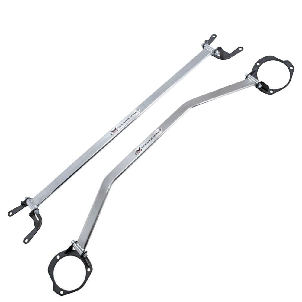 Megan Racing Front & Rear Upper Polish Race Strut Bar For 08-10 Impreza WRX