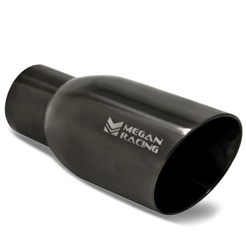 Megan 3.5" Rolled 2.5" Inlet Round Slanted Black Chrome Universal Muffler Tip-Exhaust Parts-BuildFastCar