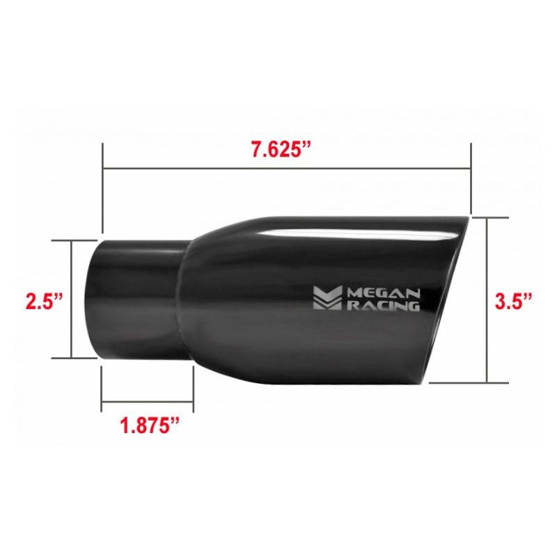 Megan 3.5" Rolled 2.5" Inlet Round Slanted Black Chrome Universal Muffler Tip-Exhaust Parts-BuildFastCar