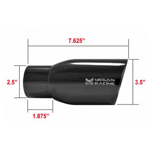 Megan 3.5" Rolled 2.5" Inlet Round Slanted Black Chrome Universal Muffler Tip-Exhaust Parts-BuildFastCar