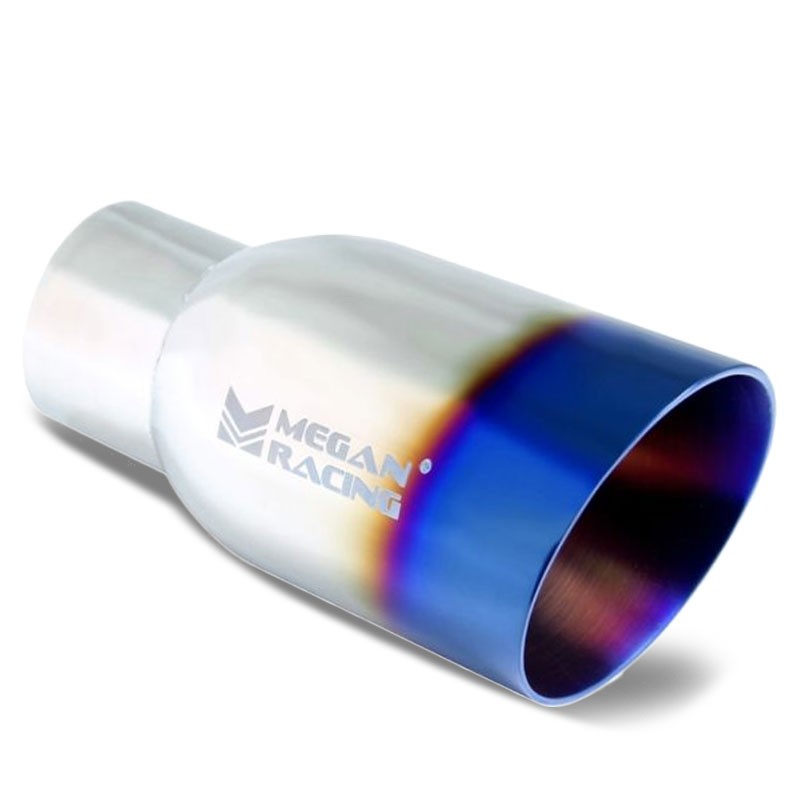Megan 3.5" Rolled 2.5" Inlet Round Slanted Burnt Blue Universal Muffler Tip-Exhaust Parts-BuildFastCar