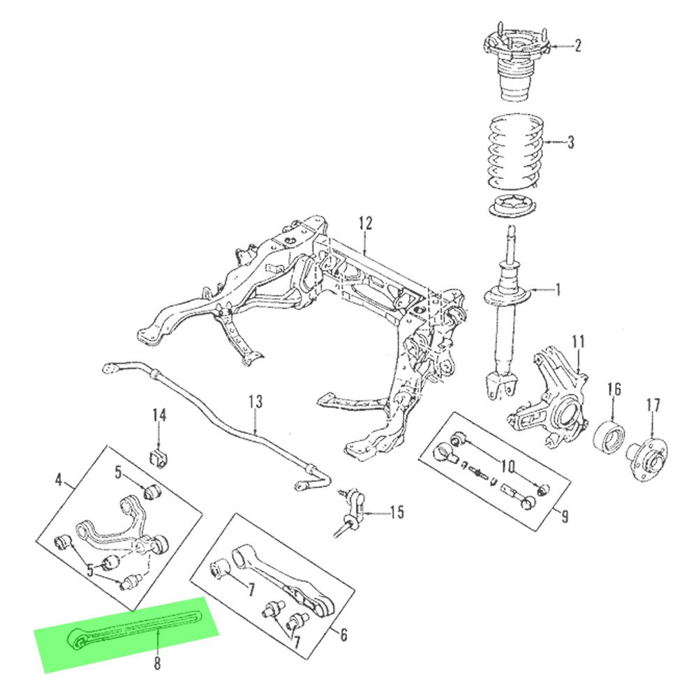 Megan Blue Rear Lower Trailing Arm Rods 93-97 Mazda RX-7 FD3S FD MRS-MZ-1320