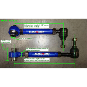Megan Racing Blue Adjustable Rear Traction Rod & Toe Arm For 93-98 Toyota Supra