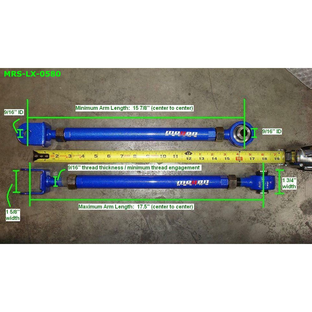 Megan Racing Blue Adjustable Rear Traction Rod & Toe Arm For 93-98 Toyota Supra
