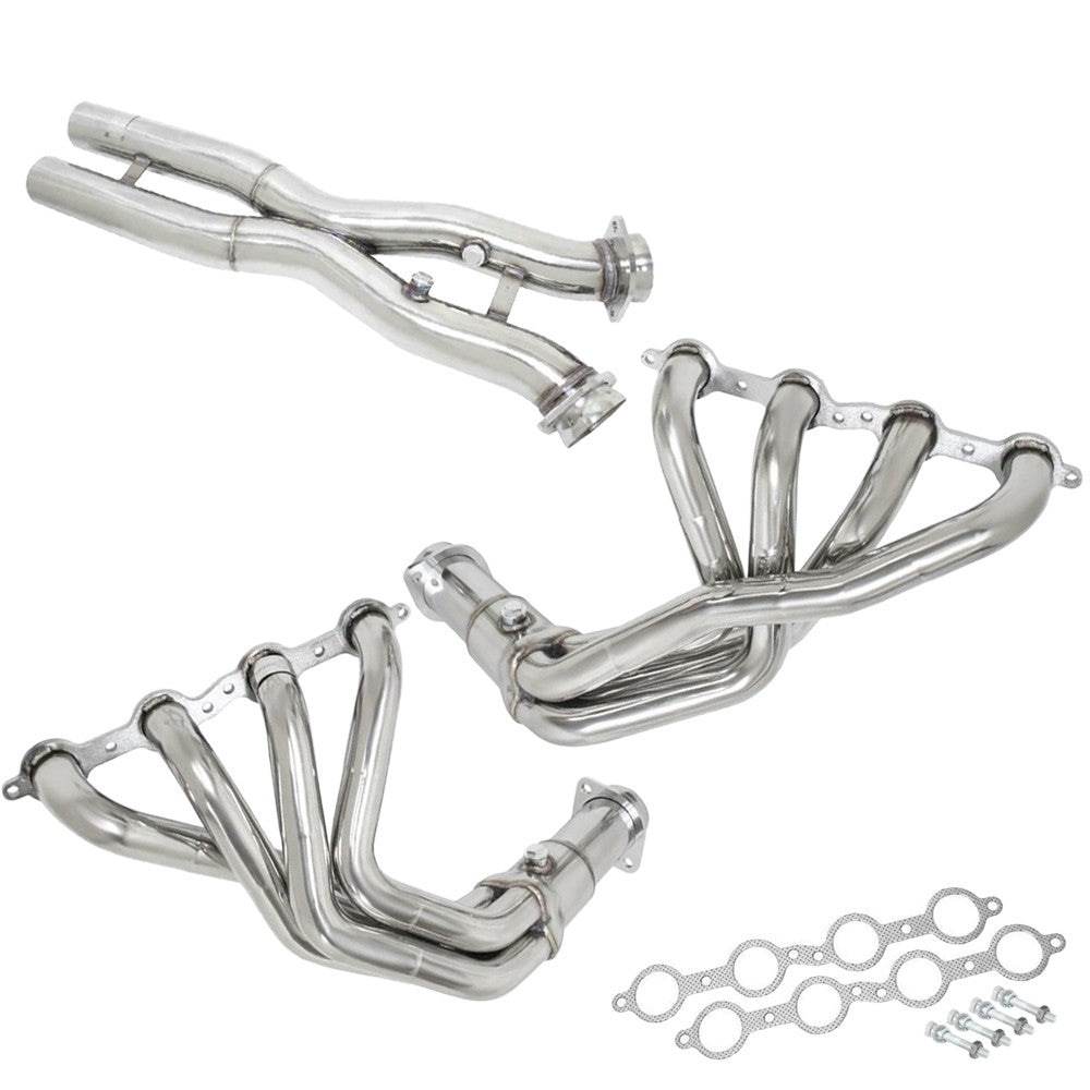 Manzo MZ-SH-0407 MZ-YP-0407 Exhaust Header + X-Pipe 05-13 Chevy Corvette 6.0L 6.2L C6 MZ-SH-0407+MZ-YP-0407