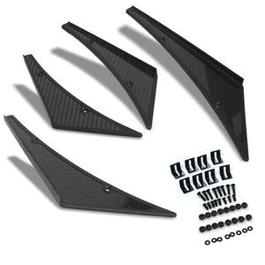 NRG Carbon Fiber Look Race Canard Diffuser Fin Kit 4-Piece Front/Rear Bumper-Body Hardware/Replacement-BuildFastCar-BFC-NRG-CARB-C100