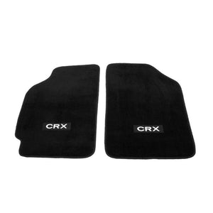 NRG Innovations CRX Logo Front Black Floor Mats Carpet Pads For 88-91 Civic/CRX-Pedals & Pads-BuildFastCar