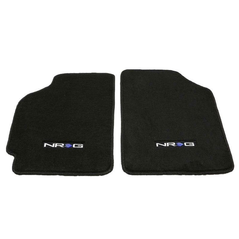 NRG Innovations Logo Front Black Floor Mats Carpet Pads Rug For 88-91 Civic/CRX-Pedals & Pads-BuildFastCar