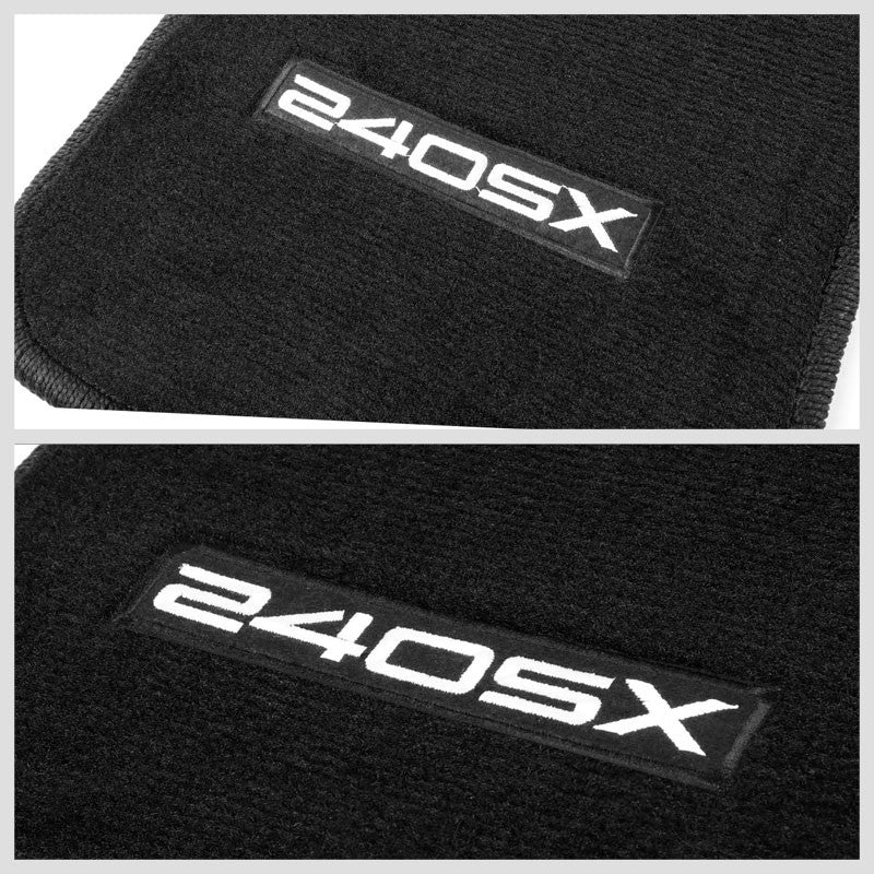 NRG Innovations 240SX Logo Front Black Floor Mats Carpet Pads For 89-98 240SX-Pedals & Pads-BuildFastCar