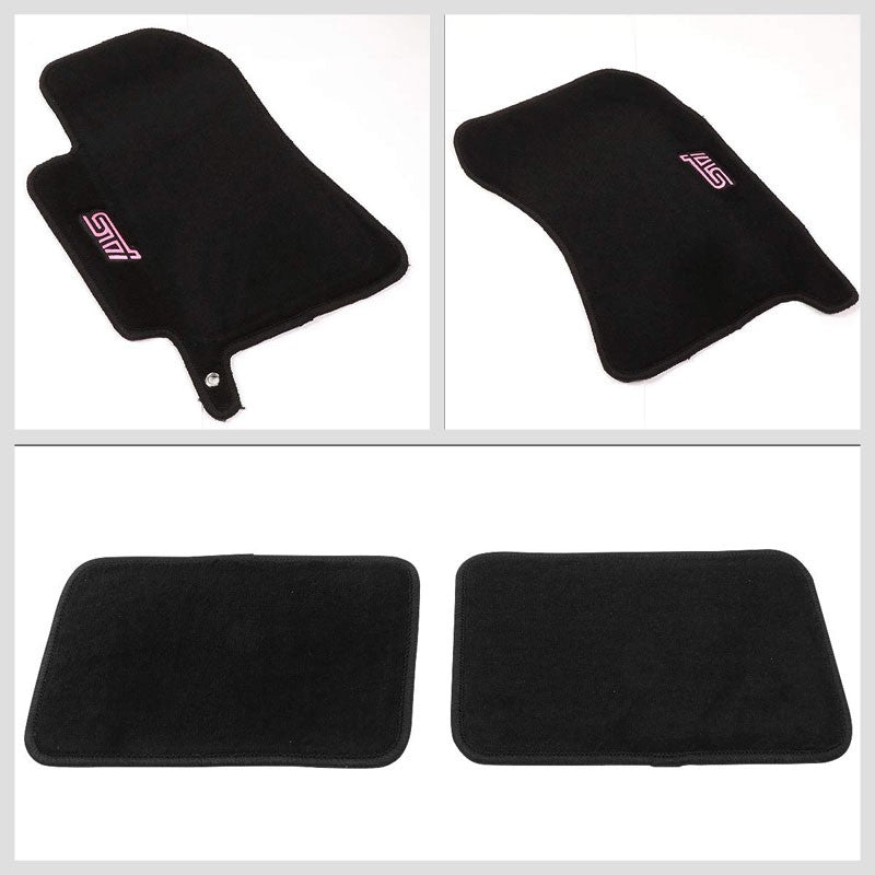 NRG Innovations Logo Front/Rear Floor Mats Carpet Pads For 04-07 Subaru WRX STI-Pedals & Pads-BuildFastCar