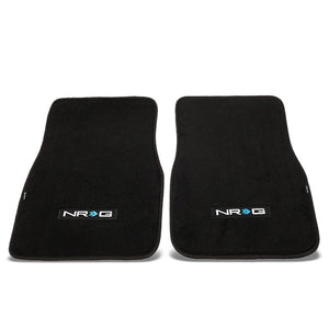 NRG Innovations Logo LxW 17"x26-1/4" Front Black Floor Mats Carpet Pads Rug-Pedals & Pads-BuildFastCar