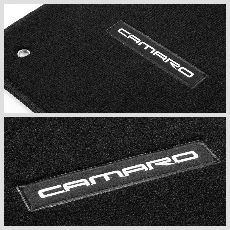 NRG Innovations Camaro Logo Front Black Floor Mats Carpet Pads For 10-15 Camaro-Pedals & Pads-BuildFastCar