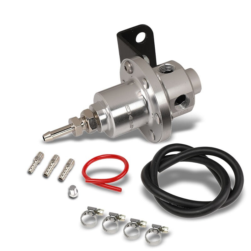 NRG Silver Aluminum FRG-100S Bypass/Return Adjustable Fuel Pressure Regulator-Fuel Systems-BuildFastCar-BFC-NRG-FRG-100S