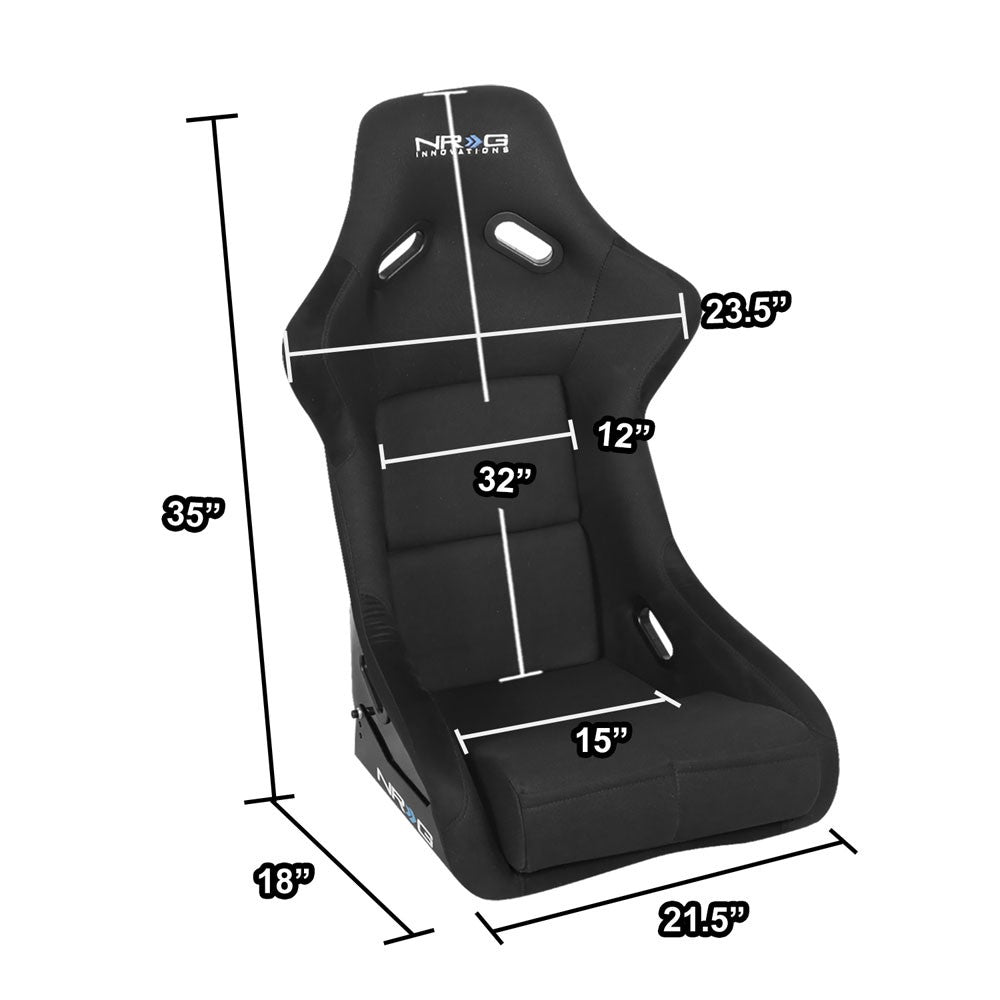 NRG FRP-300BK Fixed Position Bucket Racing Seat w/Bottom Mount Black NRG-FRP-300BK
