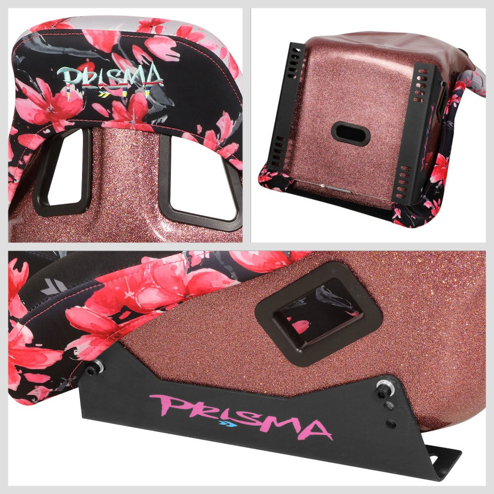 NRG FRP-302-SAKURA Prisma Fixed Back Bucket  Racing Seat Black, Pink NRG-FRP-302-SAKURA