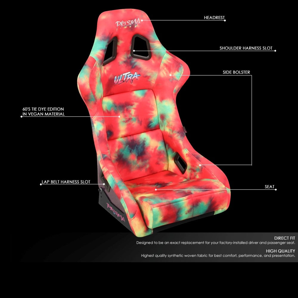 NRG FRP-302-TIEDYE Prisma Fixed Back Bucket  Racing Seat Multi Color NRG-FRP-302-TIEDYE