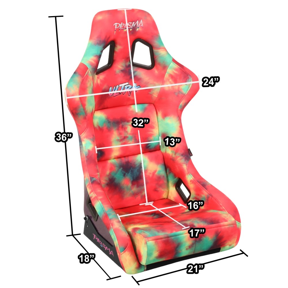 NRG FRP-302-TIEDYE Prisma Fixed Back Bucket  Racing Seat Multi Color NRG-FRP-302-TIEDYE
