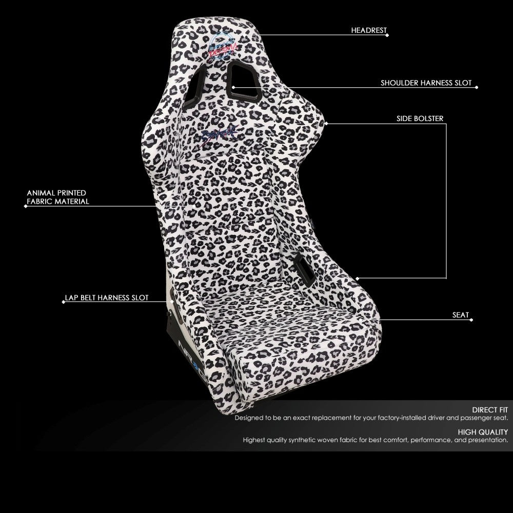 NRG FRP-302-WT-SAVAGE Prisma Fixed Back Bucket  Racing Seat White NRG-FRP-302-WT-SAVAGE