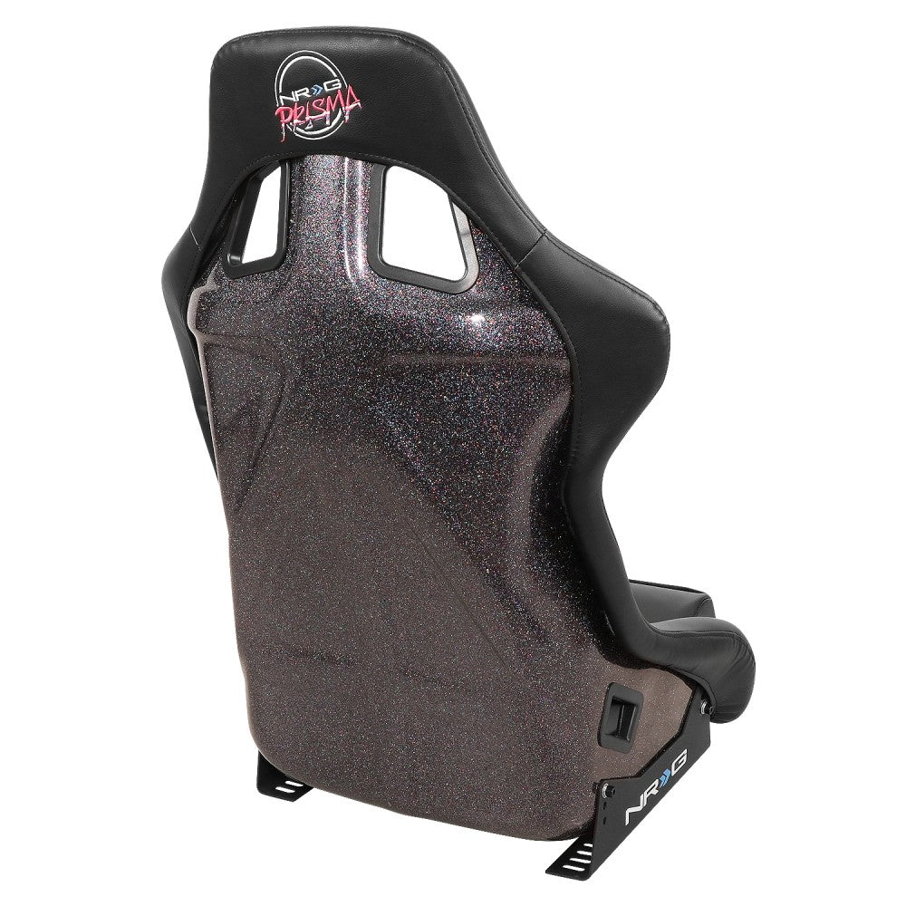 NRG Innovations FRP-302-YABA Black White Prisma Fixed Back Bucket Racing  Seat