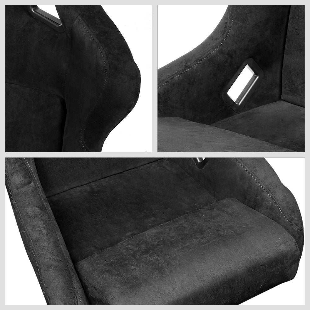 NRG FRP-302BK Fiberglass Black Prisma Fixed Back Full Bucket Style Racing Seat