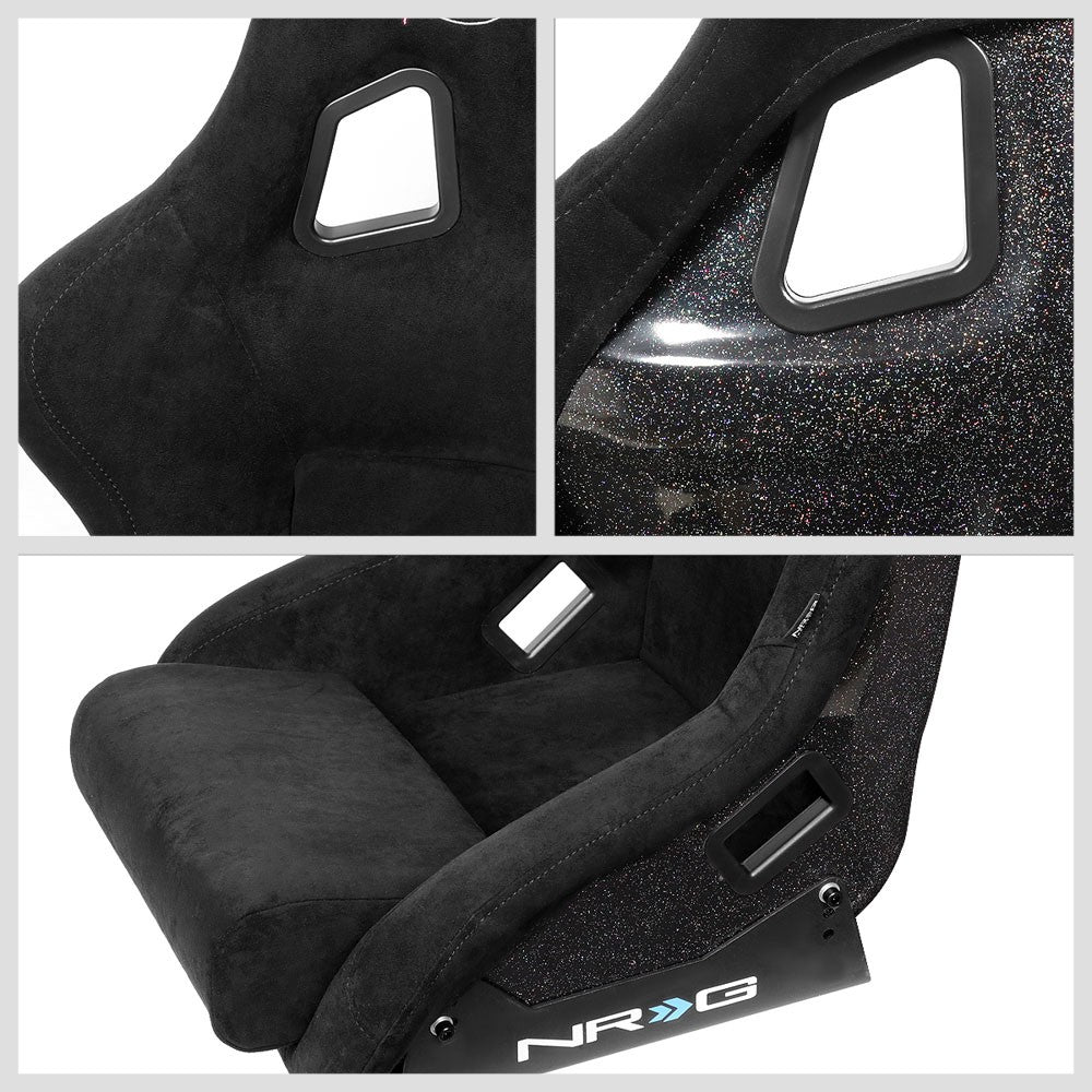 NRG FRP-302BK Fiberglass Black Prisma Fixed Back Full Bucket Style Racing Seat
