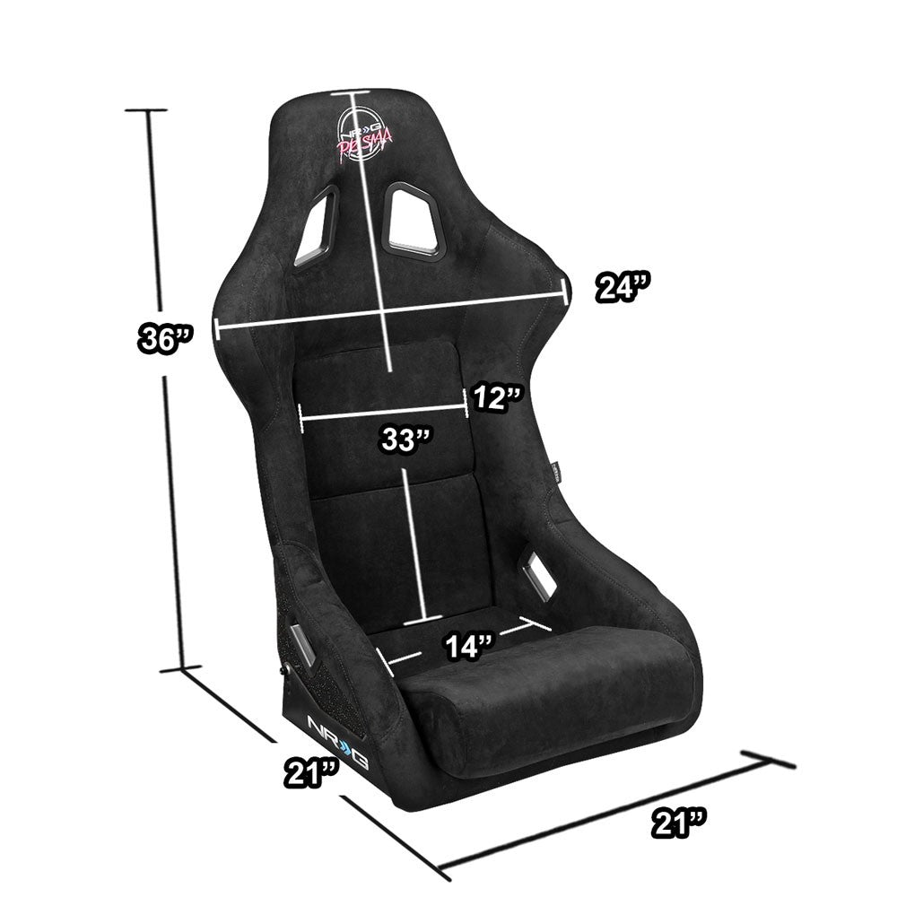 NRG FRP-302BK Fiberglass Black Prisma Fixed Back Full Bucket Style Racing Seat