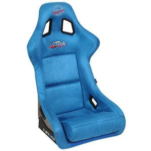 NRG FRP Bucket Seat Cushion/ White Stitching Hex Geometric 3pc Seat Cushion  - Blue - Enjuku Racing Parts, LLC