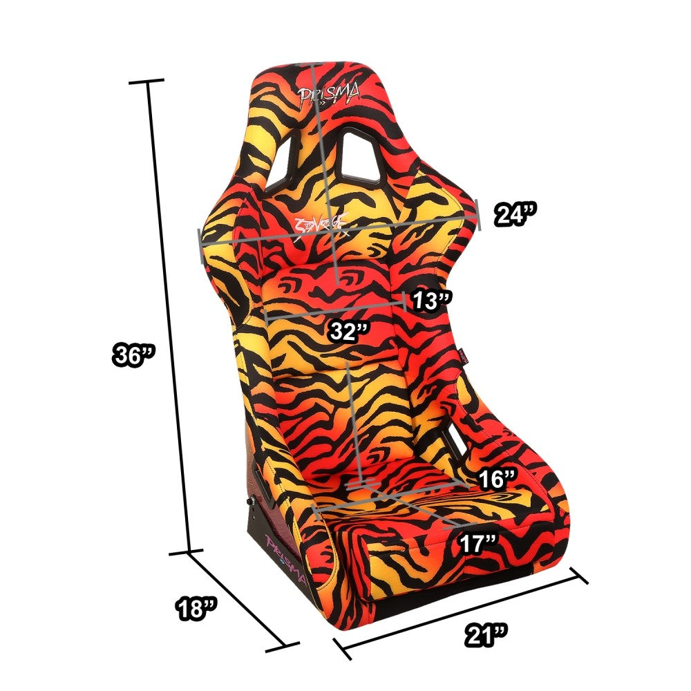 NRG FRP-302TIGRE-SAVAGE Prisma Fixed Back Bucket  Racing Seat Orange NRG-FRP-302-TIGRE-SAVAGE