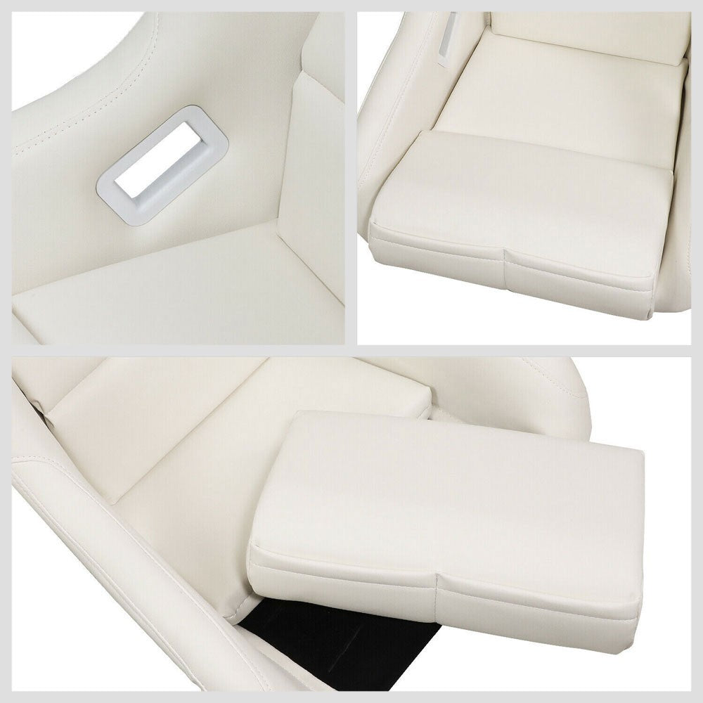 NRG FRP-302WT-V Prisma Fixed Back Bucket  Racing Seat White NRG-FRP-302WT-V