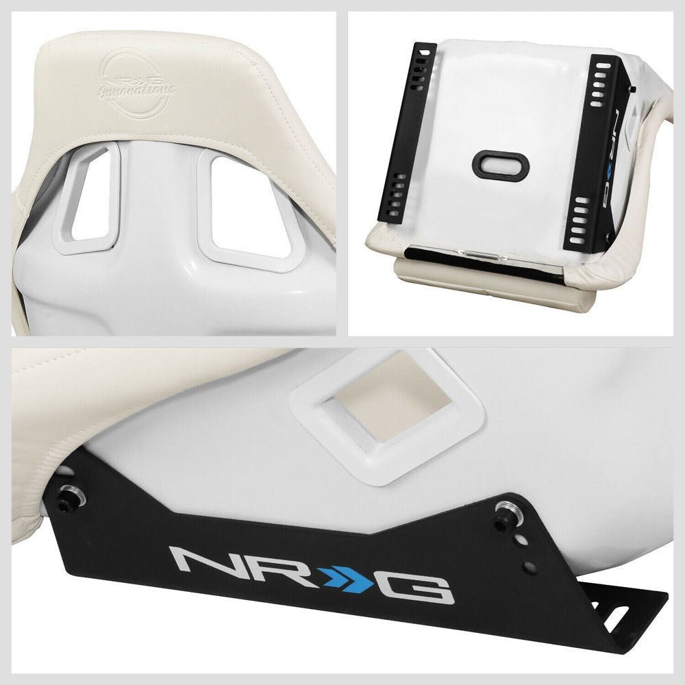 NRG FRP-302WT-V Prisma Fixed Back Bucket  Racing Seat White NRG-FRP-302WT-V