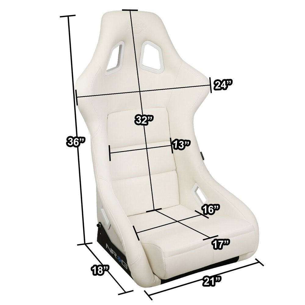 NRG FRP-302WT-V Prisma Fixed Back Bucket  Racing Seat White NRG-FRP-302WT-V