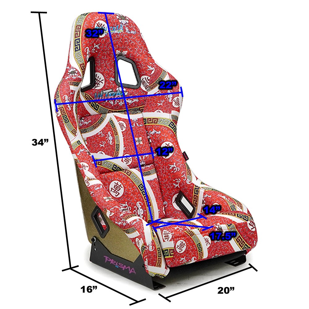 NRG FRP-303-DYNASTY PRISMA Fixed Bucket Racing Seat Red Oriental NRG-FRP-303-DYNASTY