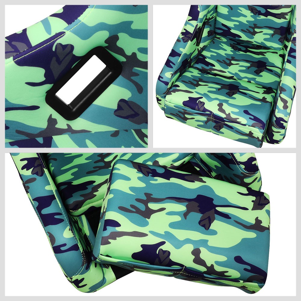 NRG FRP-303-GIJ PRISMA Fixed Bucket Racing Seat Green Camo Print NRG-FRP-303-GIJ