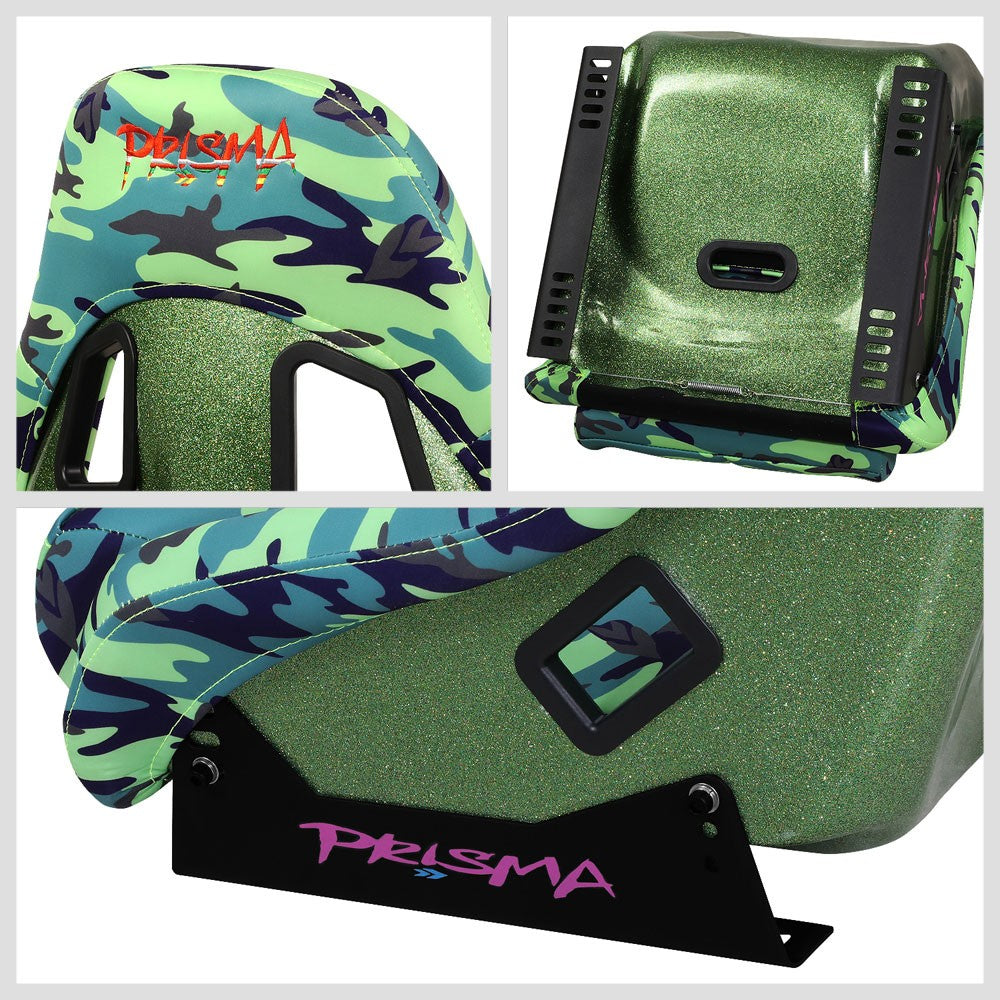 NRG FRP-303-GIJ PRISMA Fixed Bucket Racing Seat Green Camo Print NRG-FRP-303-GIJ
