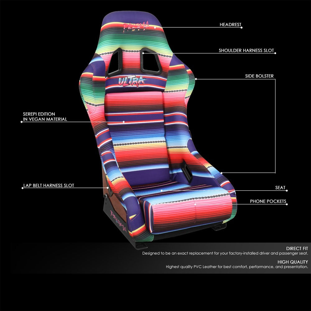 NRG FRP-303-MEXICALI PRISMA Fixed Bucket Racing Seat Mexicali Serape NRG-FRP-303-MEXICALI