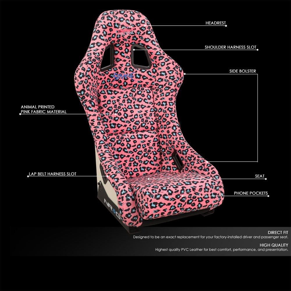 NRG FRP-303-PK-SAVAGE PRISMA Fixed Bucket Racing Seat Pink Savage  NRG-FRP-303-PK-SAVAGE