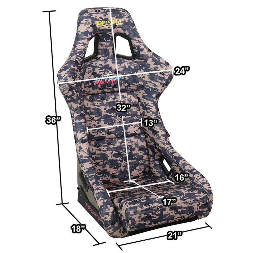 NRG FRP-303-STORM PRISMA Fixed Bucket Racing Seat Grey Digital Camo NRG-FRP-303-STORM