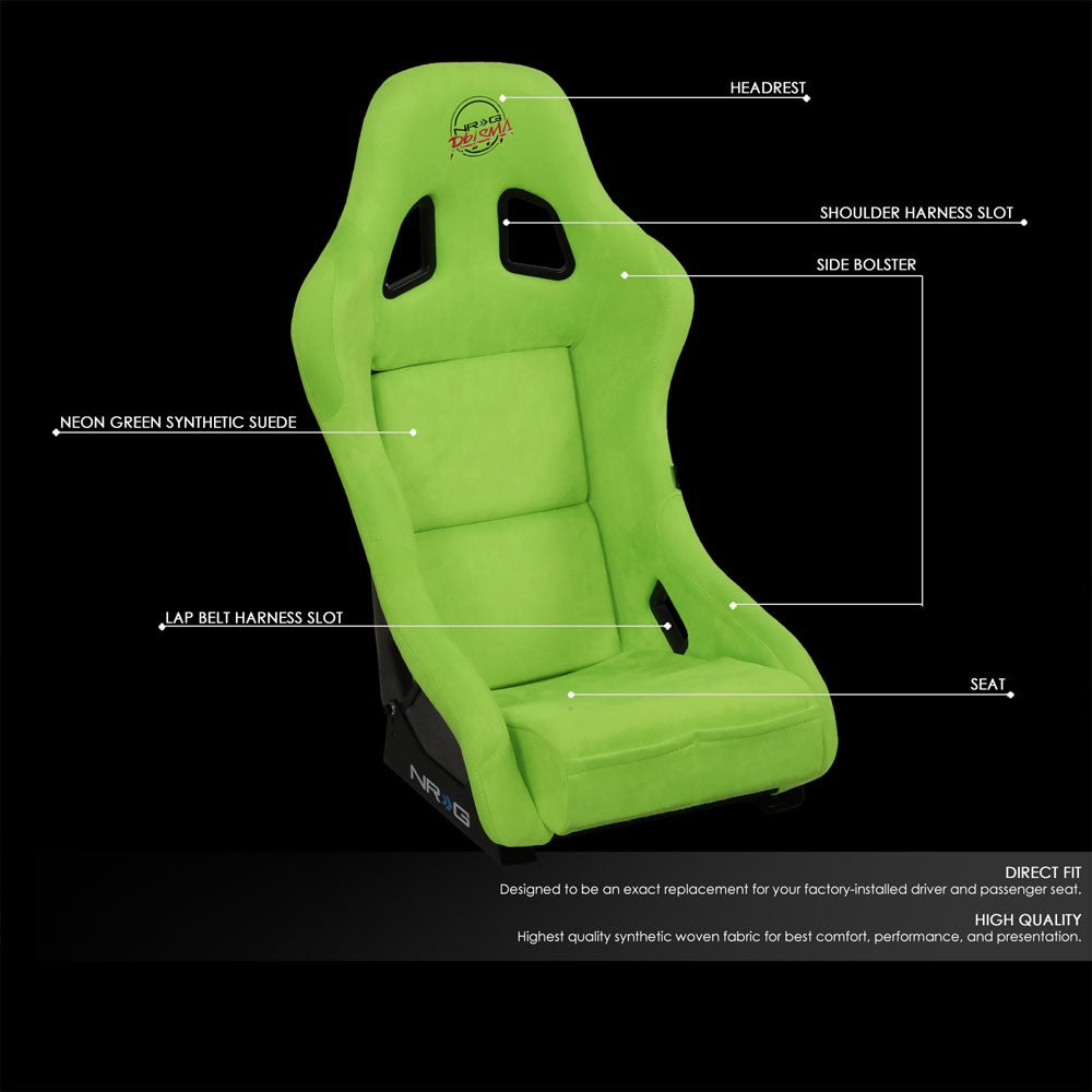 NRG FRP-303NG-PRISMA Bucket (Medium) NRG Prisma Logo Racing Seat Neon Green