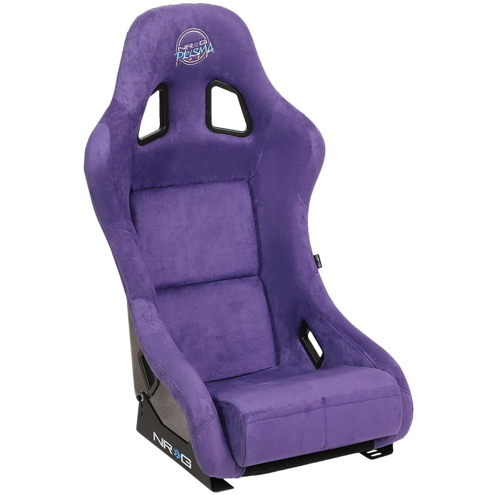 NRG PRISMA FIXED BACK BUCKET RACING SEAT PURPLE ALCANTARA + SIDE MOUNTS  MEDIUM