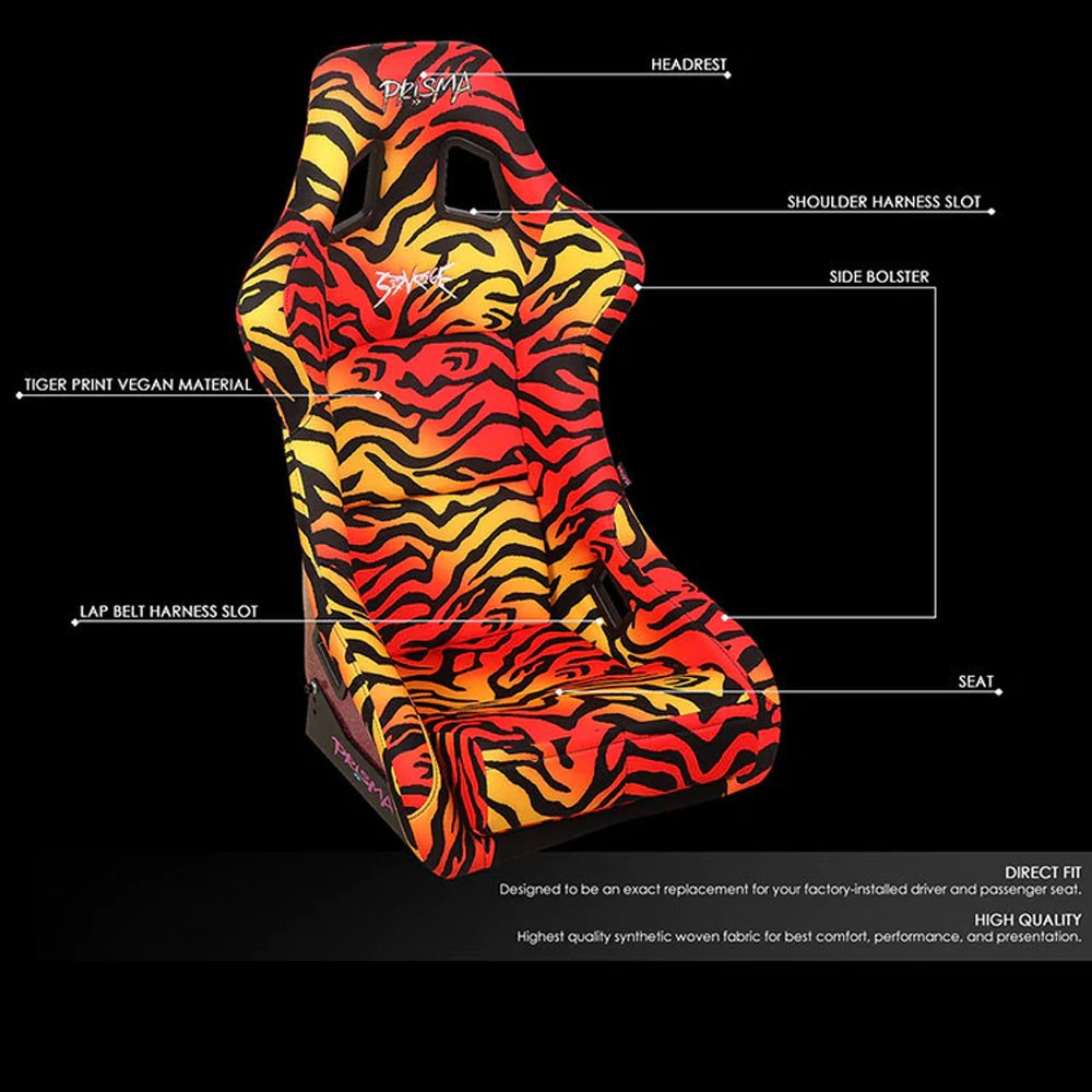 NRG FRP-303TIGRE-SAVAGE PRISMA Bucket Racing Seat Tiger Yellow Orange NRG-FRP-303TIGRE-SAVAGE