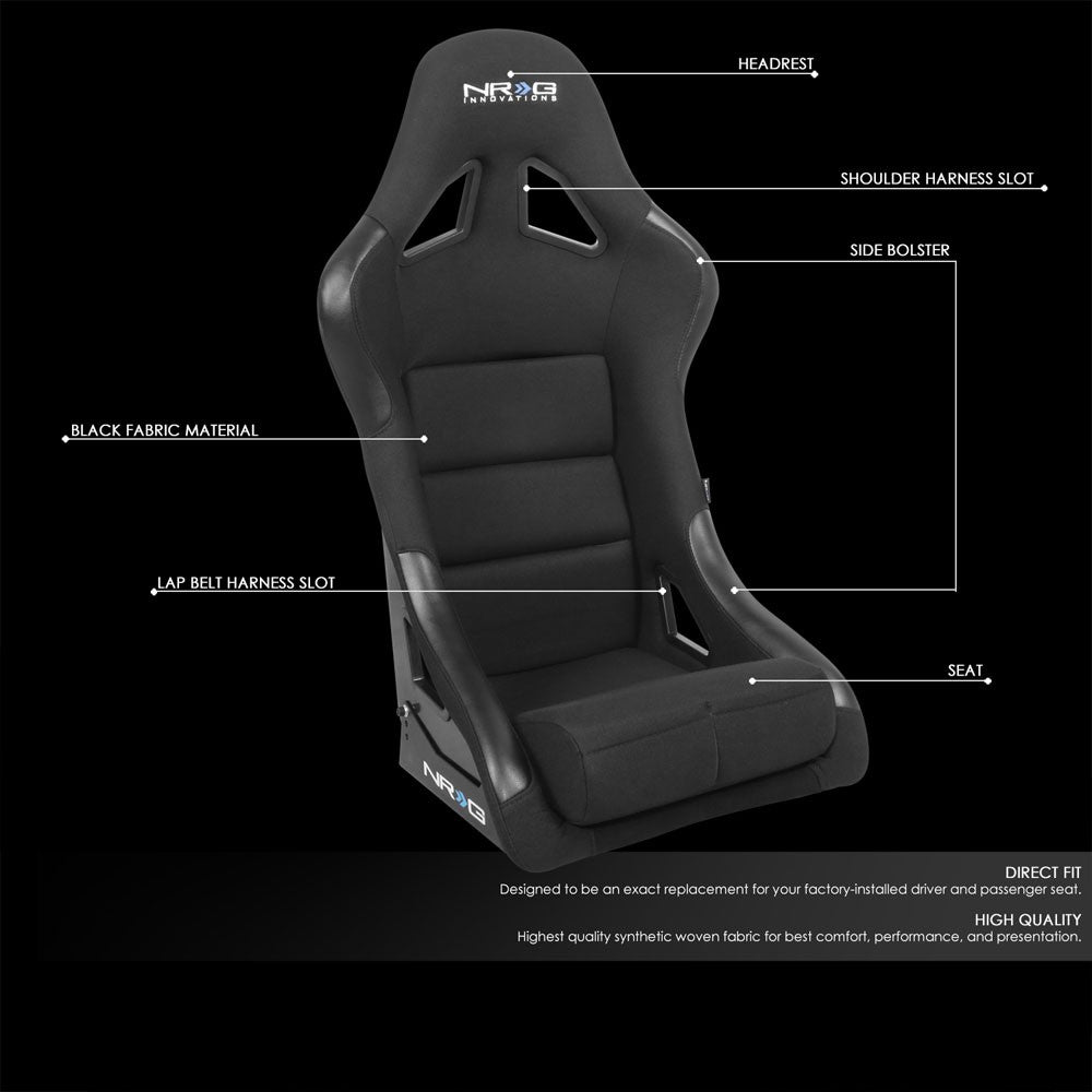 NRG FRP-330 Small Fixed Bucket Racing Seat Black NRG-FRP-330