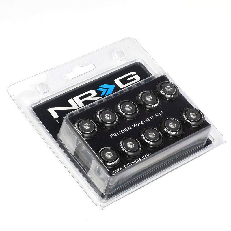 NRG 10PC Rivets for Metal 20MM Bumper Trunk Fender Washer Kit Black/Silver Bolt