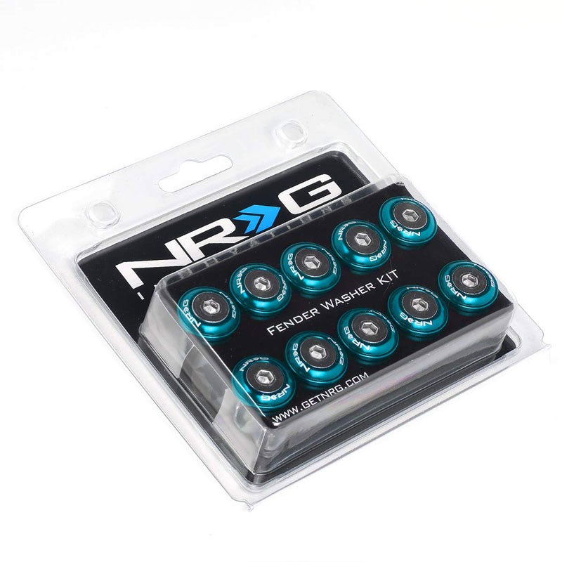 NRG 10PC Rivets for Metal 20MM Bumper Trunk Fender Washer Kit Blue/Silver Bolt